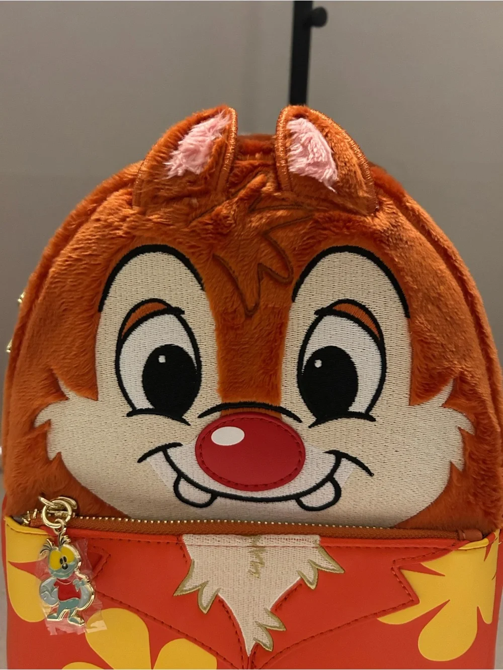 Disney Orange Dale Plush Mini Backpack with Yellow Floral Accents